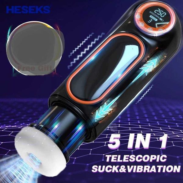 Sexspielzeug-Massagegerät Heseks Automatischer männlicher Masturbator mit LED-Anzeige, 10 Stoß- und 4 Saugvibrationen, Vaginas, echter Blowjob für Männer