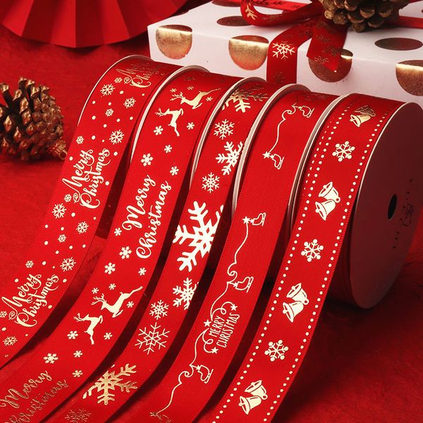 Verpackungspapier 5 Yards 1 Zoll 25 mm Weihnachtsband Bedrucktes Weihnachts-Polyesterband für handgefertigtes Design Weihnachtsdekoration DIY-Geschenkverpackung 230919