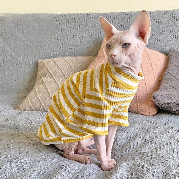 Kattenkostuums Streeppatroon Huisdierjurk Sphynx Haarloze kleding voor Devon Rex Conis Kostuum Kittenoutfits