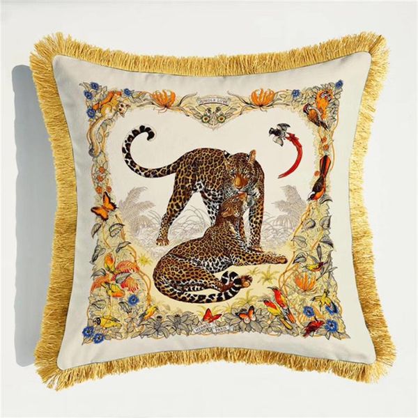 Fodera per cuscino di lusso tigre leopardo Stampa fronte-retro con animali Fodera per cuscino in velluto Fodera per cuscino decorativa per divano in stile europeo2801