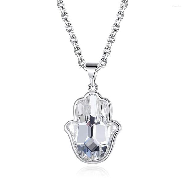 Ожерелья с подвесками, ожерелье в виде руки Фатимы для женщин и девочек, необычные камни, оригинальные украшения из Австрии, серебряного цвета, друзья, украшения на день рождения