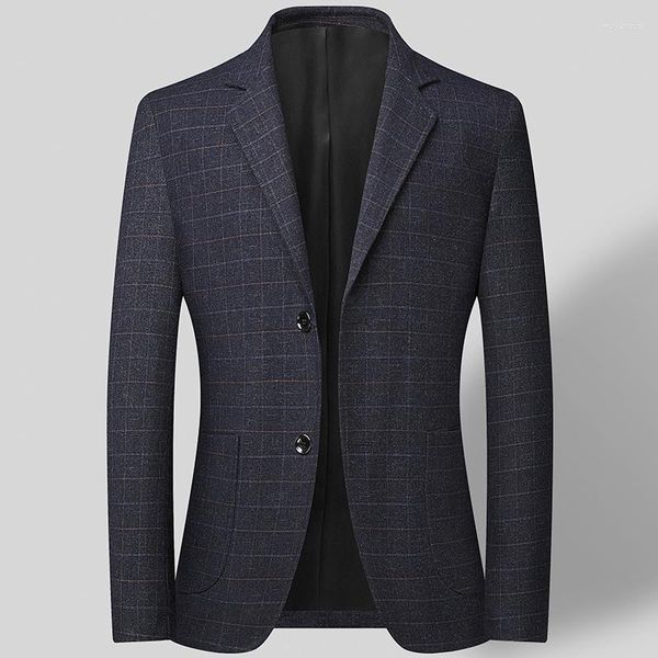 Ternos masculinos marca blazer masculino lã terno casaco mistura jaquetas casuais personalidade selvagem jaqueta moda xadrez 3xl