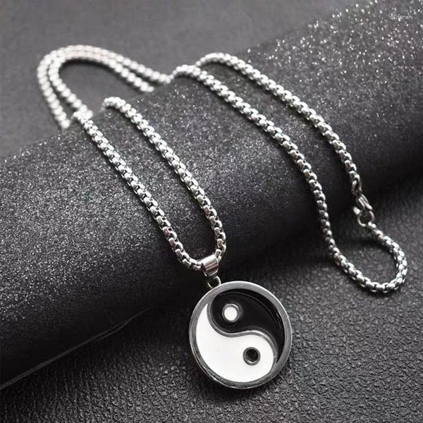 Anhänger Halsketten Mode Männer Hip Hop Edelstahl Yin Yang Halskette Schwarz Weiß Junge Frauen Kette Schmuck Geschenke