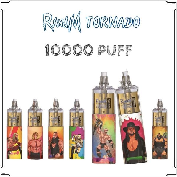 100% Original Randm Tornado 10k Vape descartável 10000 Puff e cigarro 24 sabor 0% 2% 3% 5% 20ml Bobina de malha pré-preenchida 850mAh Bateria recarregável vs 7000 9000 9k 7k 12k