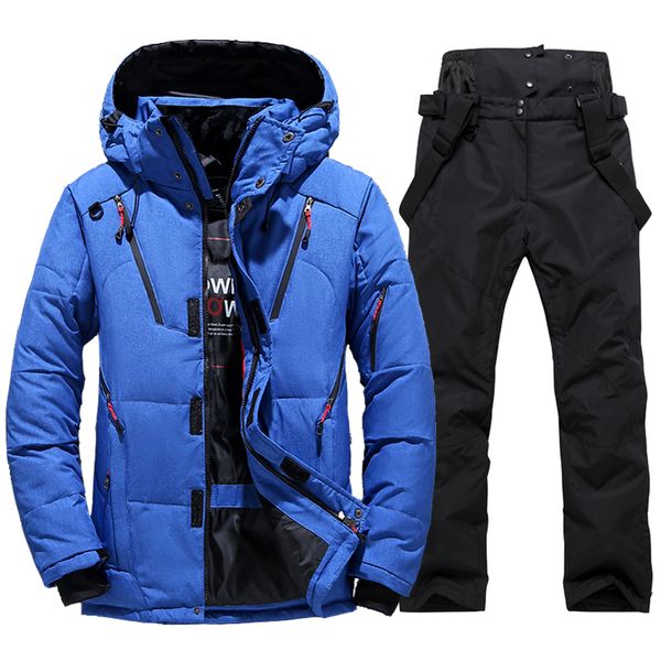 Skianzüge Skianzug Männer Winter Warme Wind Outdoor Sport Schnee Daunen Jacken und Hosen Männliche Snowboard Tragen Camping Overalls 230919