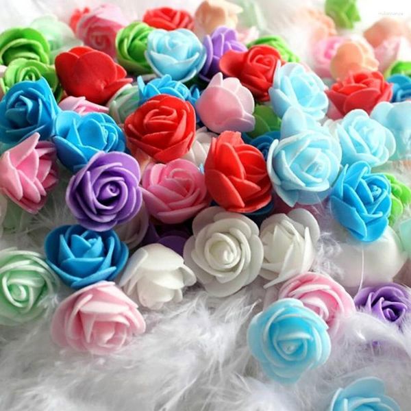 Flores decorativas 500 unidades/saco cabeças de rosa artificiais espuma 3.5cm para urso presente de dia dos namorados decorações de flores para festa de casamento