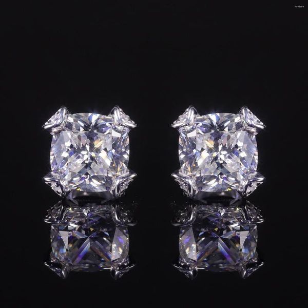 Stud Küpe Gem'in Balesi 925 Gümüş Erkekler ve Kadınlar İçin Geri İttirin Diamond-Fire Cz- Diamond G Renk Düğünü