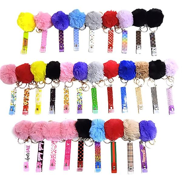 Niedlicher Kreditkarten-Abzieher, Pompom-Schlüssel, Party-Geschenkringe, Acryl, Debit-Bankkarten-Grabber für lange Nägel, Geldautomaten, Schlüsselanhänger, Karten, Clip-Nägel t251z