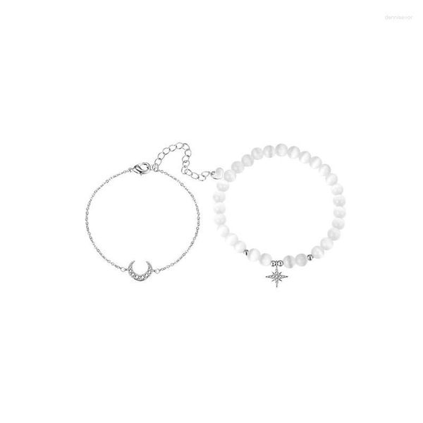 Braccialetti con ciondoli Prodotti di tendenza Set di braccialetti con perline Luna stellata Boudoir di alto livello in stile Ins da donna