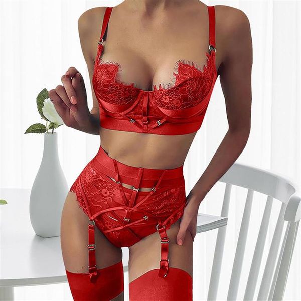 Pijamas femininos mulher lingerie sexy conjunto senhoras cílios renda costura tentação pijamas lenceria sensual mujer235d