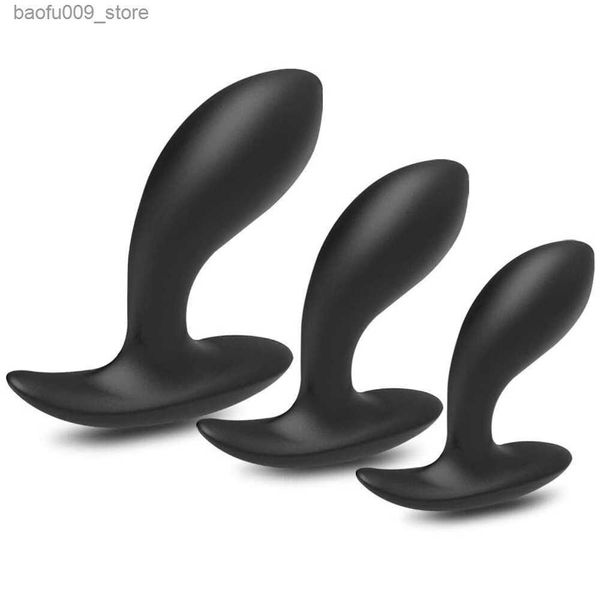 Andere Gesundheitsschönheitsartikel Buttplug-Kit für bequemes, langfristiges Tragen 3-teiliges Silikon-Analplugs-Trainingsset mit ausgestelltem Basis-Prostata-Massagegerät Q230919