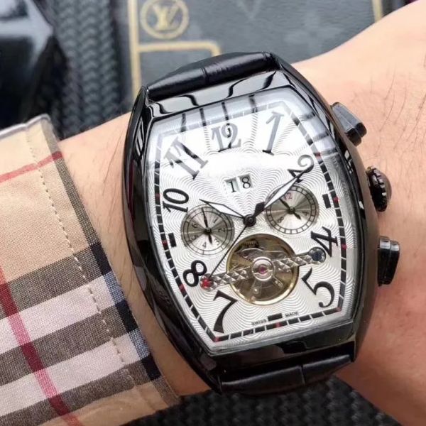 Neue Handaufzugsuhr Marke Luxus Automatikwerk Hochwertige Herrenuhren Tourbillon Tag Datum Dive Herren Mechanische Uhr Mode Sport Armbanduhren