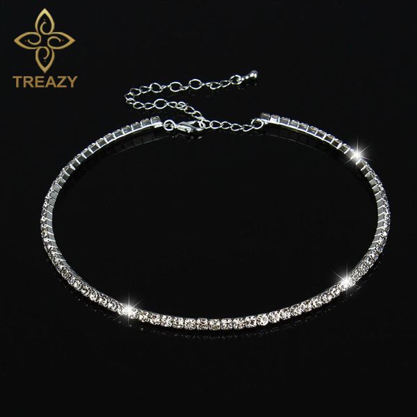 Anhänger Halsketten TREAZY Frauen Kristall Diamante 1 Reihe Halskette Hochzeit Braut Party Kragen Choker Kette Schmuck Geschenk 230915