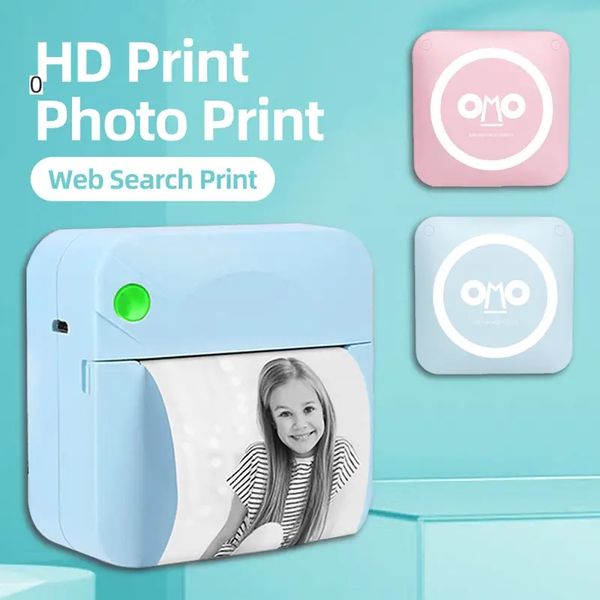 Mini impressora de estudante sem tinta, impressora térmica móvel sem fio de escritório para fotos, documentos, etiquetas, impressora sem fio para telefones Android com 11 rolos de papel