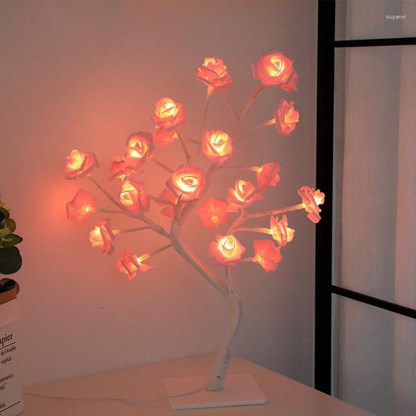 Nacht Lichter Led Licht Rose Baum Tisch Lampe USB Aufladbare Valentinstag Geschenk Dekoration Hause Zimmer Schlafzimmer Beleuchtung