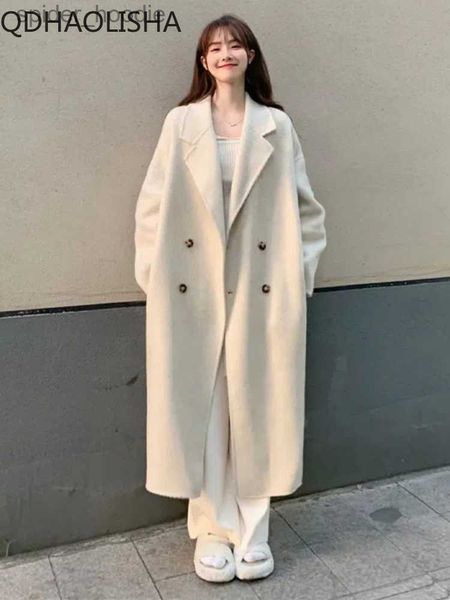 Misto lana da uomo Cappotti invernali da donna 2023 Nuovo in Vintage Harajuku Moda Autunno Abbigliamento da donna Top a maniche lunghe Cappotto lungo spesso stile coreano L230919