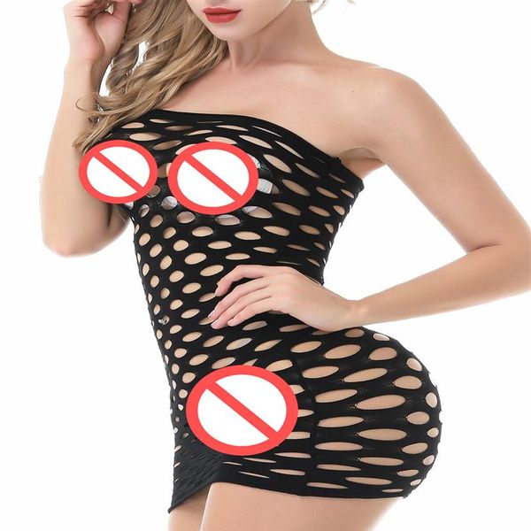 Sexy fishnet bodysuit elástico lingerie sexy chemise feminino curto sleepwear noite moda pijamas apertado confortável fishnet underw228x