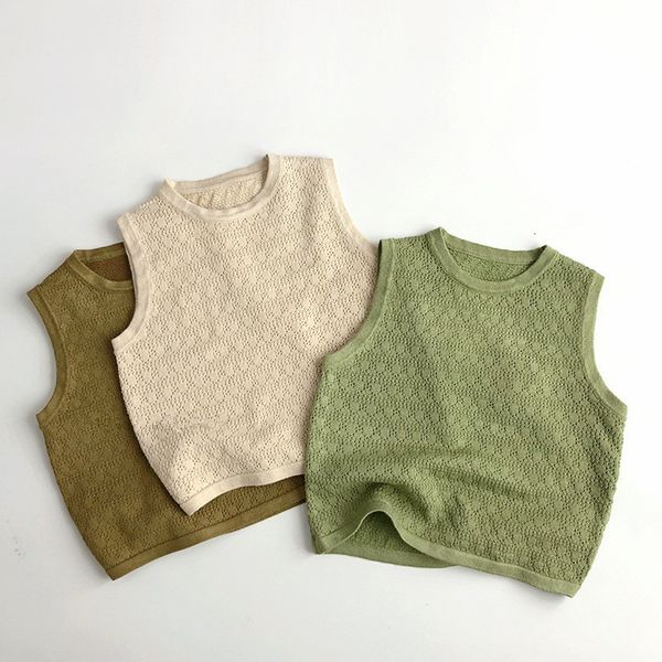 Weste Herbst Sommer Kinder Ärmellose Pullover kinder Pullover Oansatz Gestrickte Weste Für Jungen Mädchen Schuluniform 230918