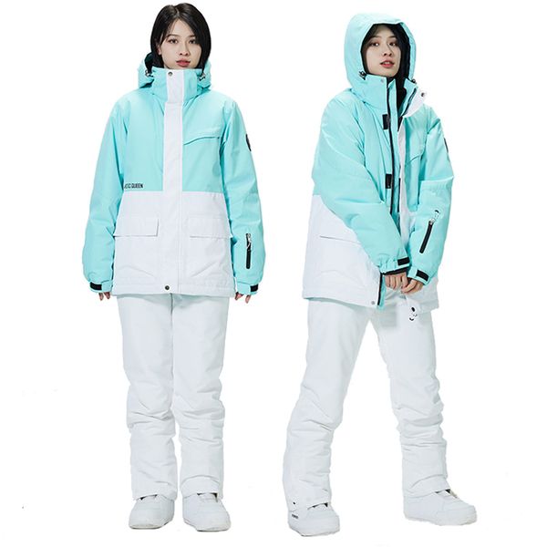 Kayak takımları 30 renk eşleşen erkek kadın kar aşınma 10k su geçirmez takım elbise set snowboard giyim açık kostümler kış ceket pantolon 230918