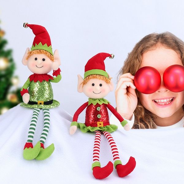 Natal elfo boneca 65cm perna árvore de natal janela escritório decoração para casa brinquedos do bebê meninos meninas