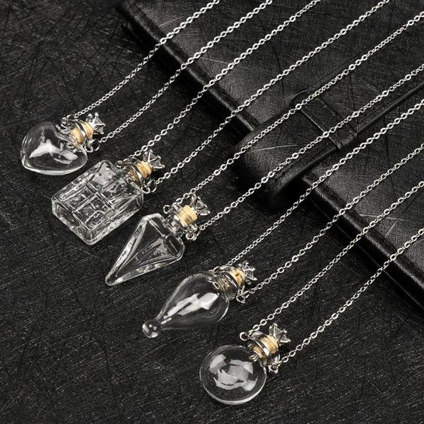 Collana con fiala di smalto apribile goccia d'acqua cuore catena in acciaio ricordo ciondolo olio essenziale gioielli commemorativi profumo collane264O