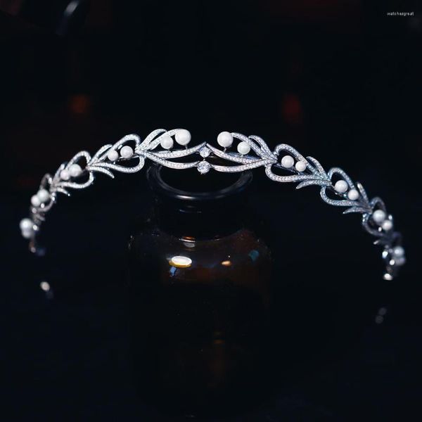 Fermagli per capelli Perle carine Principessa Zirconi Spose Corone Diademi Copricapo Fasce da sposa in cristallo Accessori da sposa