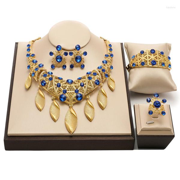 Halskette Ohrringe Set Mode afrikanischen nigerianischen Hochzeit Schmuck Frauen Marke meistverkaufte Großhandel Dubai 24k vergoldet Brautschmuck Sets