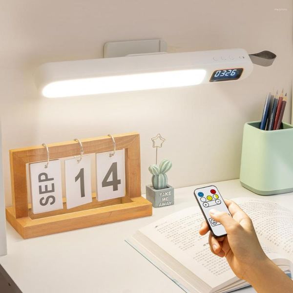 Tischlampen, Schreibtischlampe, Uhr, USB-LED-Beleuchtung, wiederaufladbar, tragbarer Computer-Monitor, Dimmlicht, Lesen, Studium, Büro