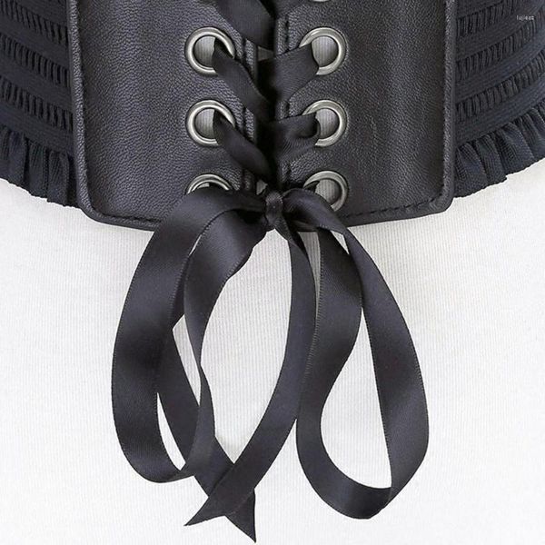 Cinture Nappa Cintura regolabile Cintura larga PU Pelle Pizzo Elastico in vita Corsetto Fascia da donna