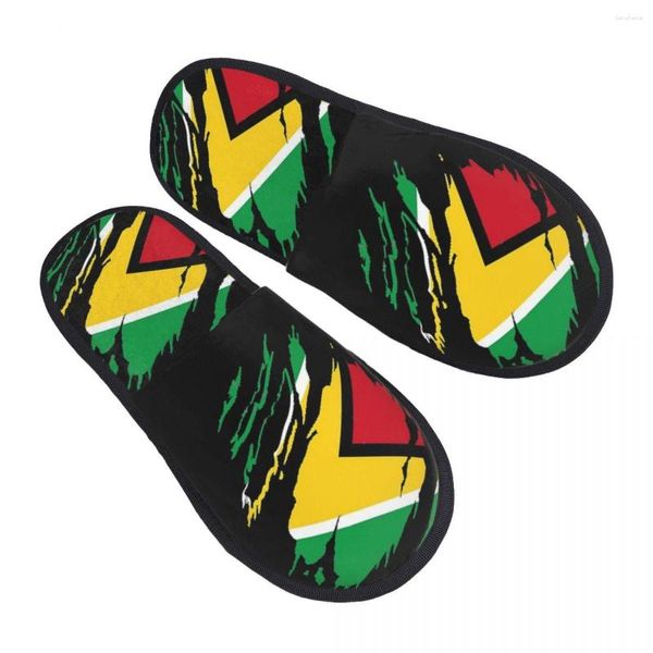 Pantofole Peluche Coperta Astratta Bandiera della Guyana Calde Scarpe Morbide Calzature per la casa Autunno Inverno