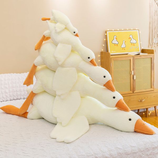 Almofadas de pelúcia almofadas tamanho grande ganso branco brinquedo de pelúcia kawaii enorme pato sono travesseiro almofada macia pelúcia animal boneca presente de aniversário para menina 230920