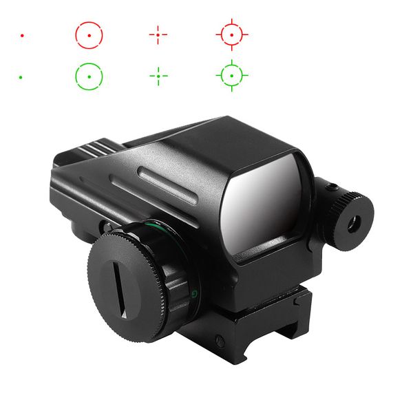 Taktische Optik 1x22x33 Kompaktes Reflexvisier Rot-Grün-Punkt-Zielfernrohr mit integriertem roten Laser 4 Absehen Holografisches Zielfernrohr Passend für 20-mm-Schienen für die Airsoft-Jagd