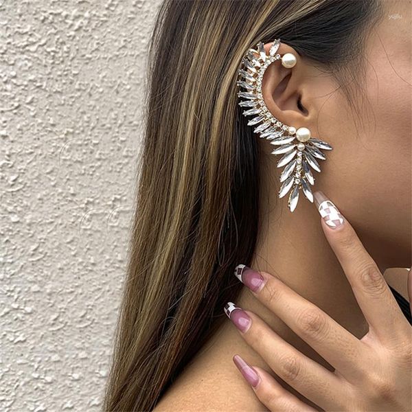 Baumeln Ohrringe Mode Übertrieben Kristall Perle Set Auger Ohren Hängen Persönlichkeit Geometrie Blätter Ohr Knochen Clip Großhandel