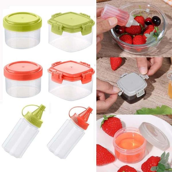 Bottiglie di stoccaggio 9 pezzi Mini bottiglia di plastica per salsa da spremere Scatola di condimento Contenitori per condimenti per insalata Accessori da cucina per barbecue all'aperto