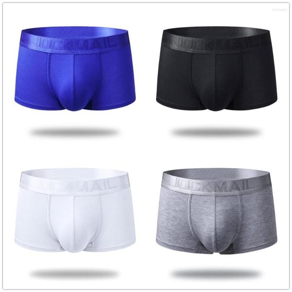 Cuecas jockmail 4 pçs / lote homens roupa interior boxer shorts troncos modal sexy boxers u convexo homem gay calcinha masculina