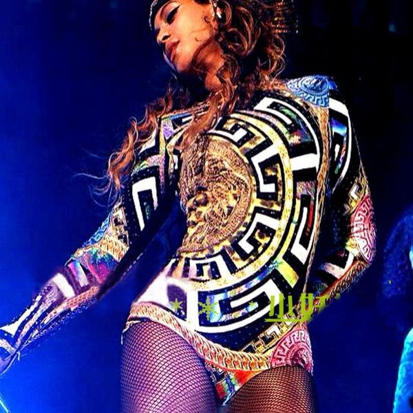 Seksi Beyonce Giysileri Caz ​​Hip Hop Dans Kostümleri Seksi Gece Kulübü Leotard Kadın Tek Parça Tulum Beyonce Sahne Kıyafetleri DL3253278P