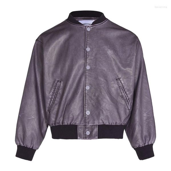 Giacche da uomo Lettera stampata in pelle PU Giacca spessa da uomo High Street Luxury Motorcycle Autunno Unisex Casual Capispalla con risvolto allentato