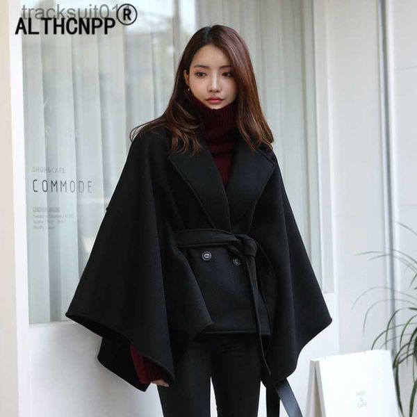 Kadın Cape Kadın Kış Panço Femme Siyah Cape Coat S-6XL PLUS BOYUTLU PLAK PONCHOS VE CAPES PONCHO FEMININO INVERNO CAPE FEMME PONCZO L230920