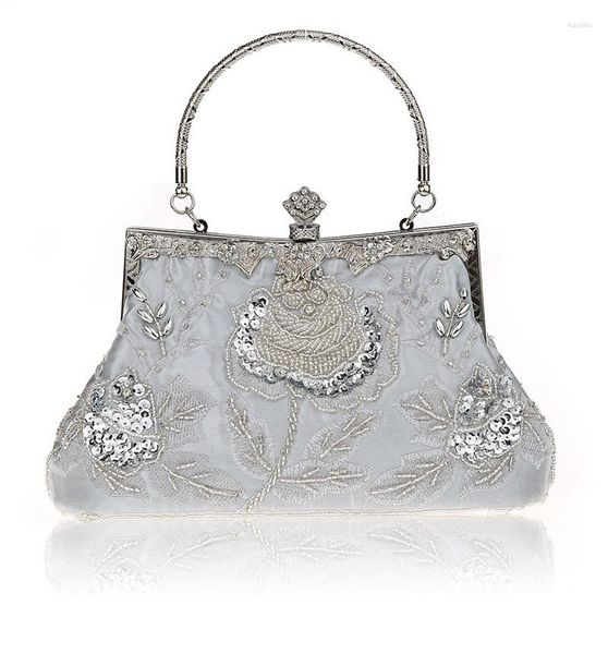 Borse da sera 2023 Pochette di fiori ricamati di alta moda da donna Borse da sposa retrò per feste di matrimonio Pochette per borsa rossa viola blu