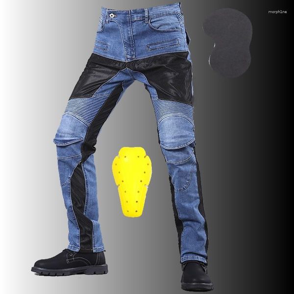 Мужские джинсы, зимние мотоциклетные штаны, классические уличные брюки для верховой езды, устойчивые к падениям, длинные брюки до колена