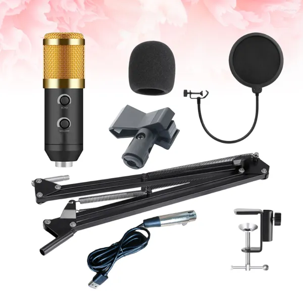 Mikrofonlar 1 Set BM 900 USB Mikrofon Kondenser Kablolu Hacim Bilgisayar Kayıt PC Şarkı Söyleme Stüdyosu Karaoke için Stand Mic ile Ayarlanabilir