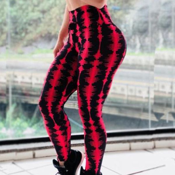 Calças de treino macio vermelho preto impressão elastano leggings mulheres roupas de fitness calças de yoga cintura alta ginásio wear