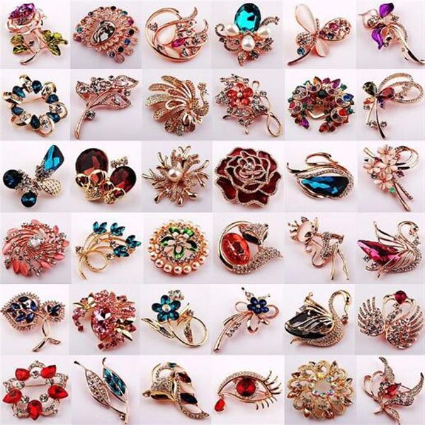 10 Stück / Los Mix Style Mode Kristall Broschen Pins für Schmuck Handwerk Geschenk BR701 278y