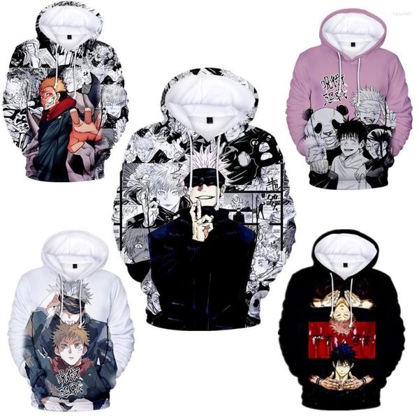 Felpe con cappuccio da uomo Jujutsu Kaisen 3D Felpe con cappuccio Anime Gojo Itadori Satoru Yuji Fushiguro Megumi Cosplay Cappotto da uomo Outfit