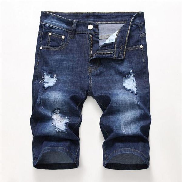 Pantaloncini strappati slim firmati da uomo economici Jeans corti effetto consumato Pantaloncini di jeans retrò sbiancati Pantaloni di grandi dimensioni 28-42 JB3249y