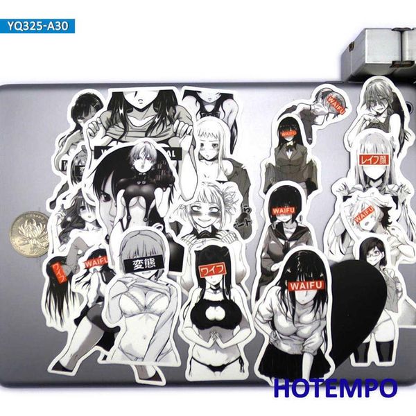 30 Stück Sexy Anime Mädchen Schwarz Weiß Manga Otaku Waifu Telefon Laptop Auto Aufkleber für Notebooks Skateboard Motorrad Fahrrad Aufkleber Ca233T