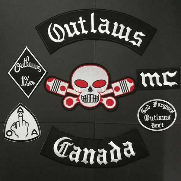 Новейшие нашивки Outlaws, вышитые утюгом на байкерских кочевниках, Канада, нашивки для мотоциклетной куртки, нашивка на жилет, старая нашивка Outlaws badg260t