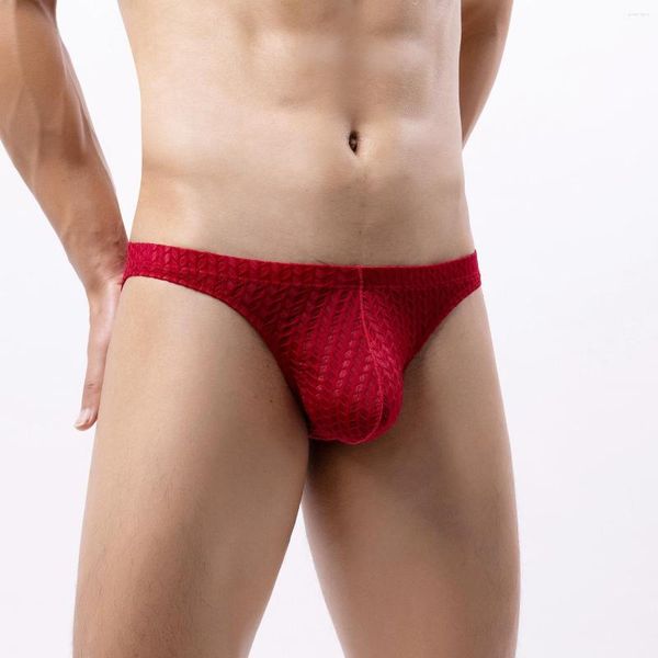 Mutande Intimo uomo sexy Slip in pizzo Lingerie a rete Vita bassa U Convesso Perizoma e perizoma Mutandine da uomo Bikini gay