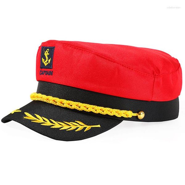 Berets Branco Capitão Chapéu Estilo Skipper Navio Marinheiro Ajustável Festa Engraçada Cosplay