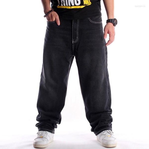 Jeans masculinos outono e inverno plus size casual 8xl 7xl 6xl moda preto hip-hop solto calças grandes.